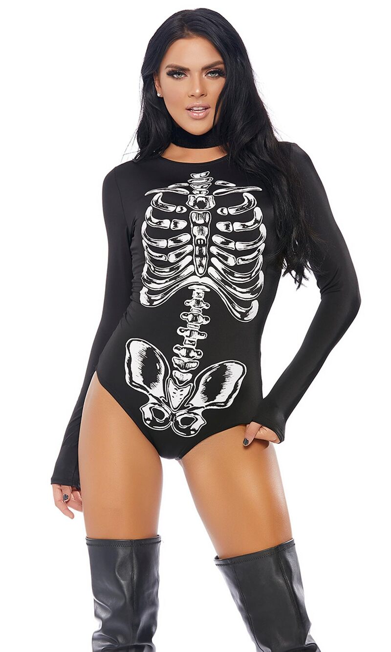 1962 Bad to The Bone Bodysuit Costume, Black, Large/X-Large